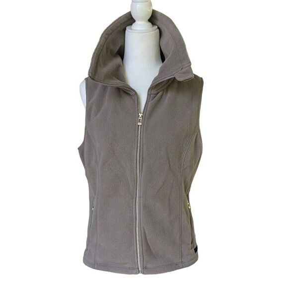 Calvin Klein Performance Women Tan Brown Full Zip Fleece Vest Pockets Size L - Picture 2 of 9